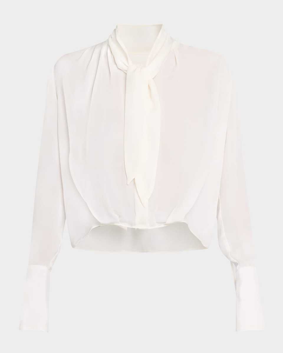 Bergman Tie-Neck Silk Blous
